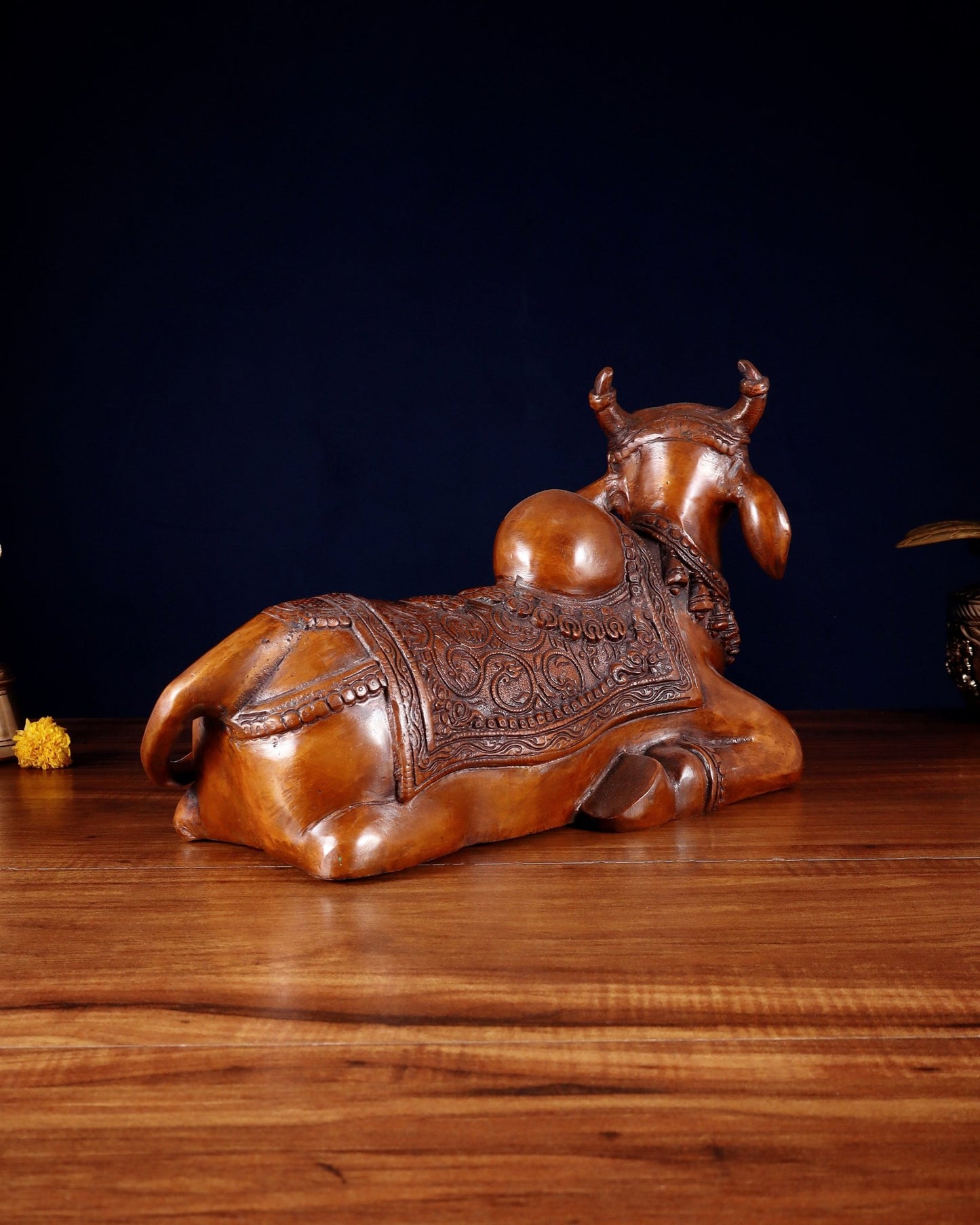 Brass Nandi Statue copper tone - 15 inch - Budhshiv.com