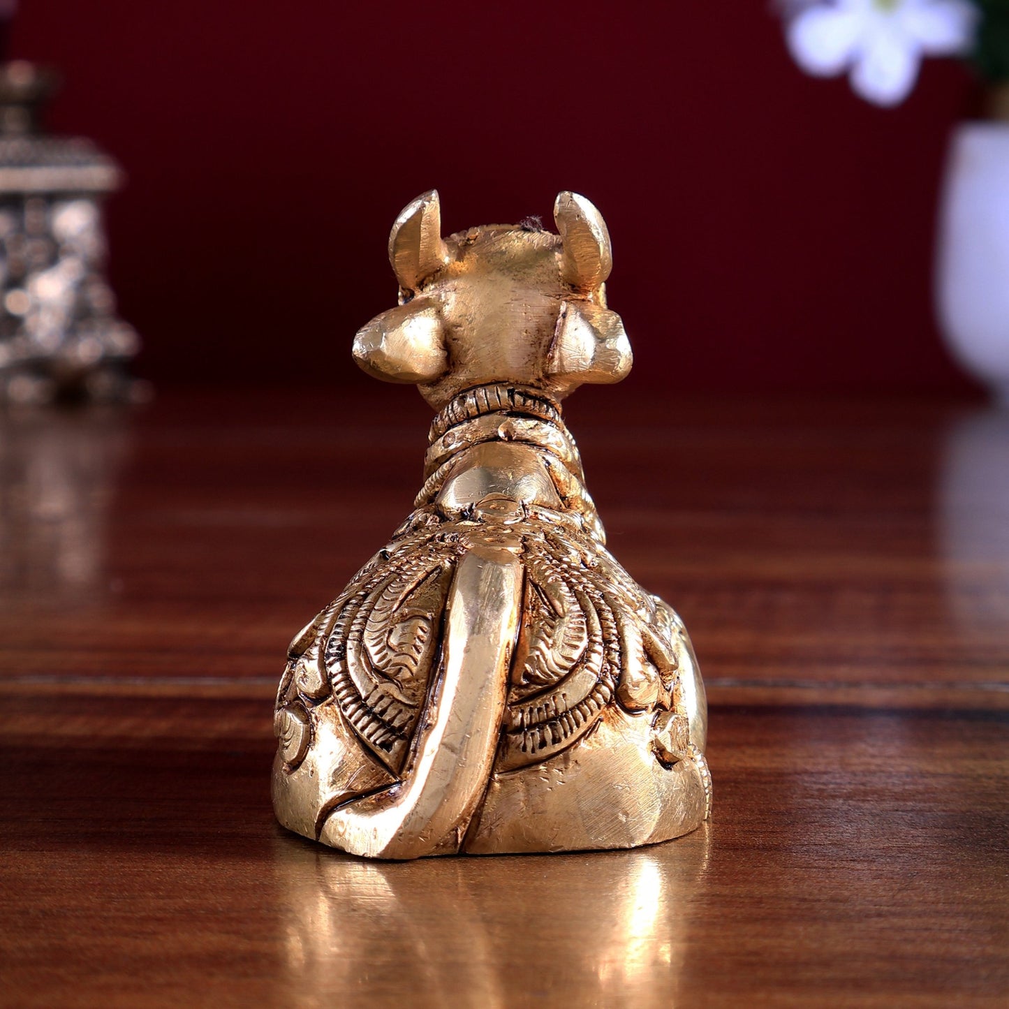 Brass Nandi Statue – Mini Intricate Design 3 inch - Budhshiv.com