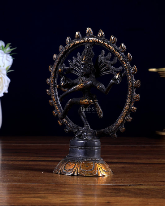 Brass Nataraja Statue 5 " black tone - Budhshiv.com