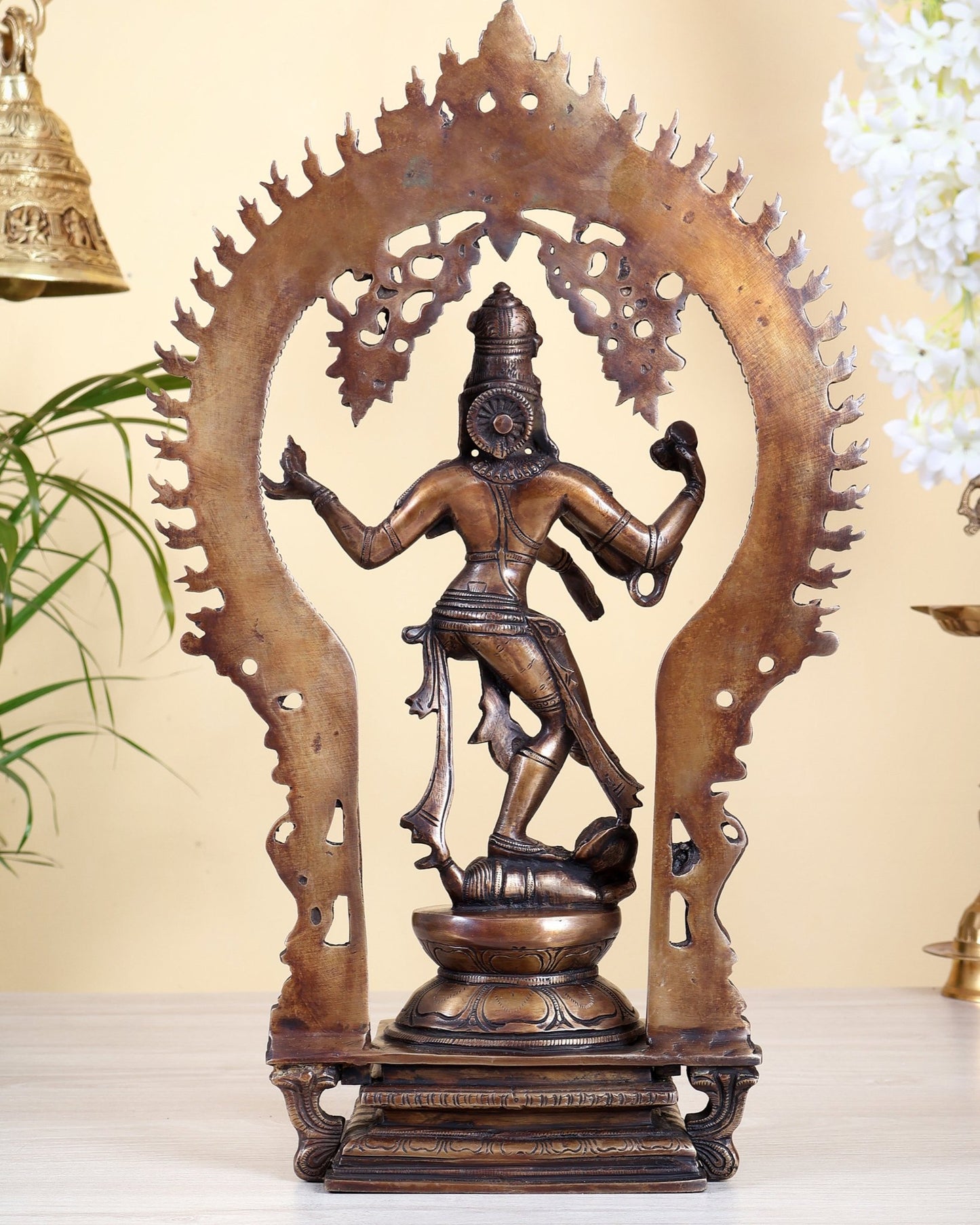 Brass Nataraja statue antique finish - 18" Height - Budhshiv.com