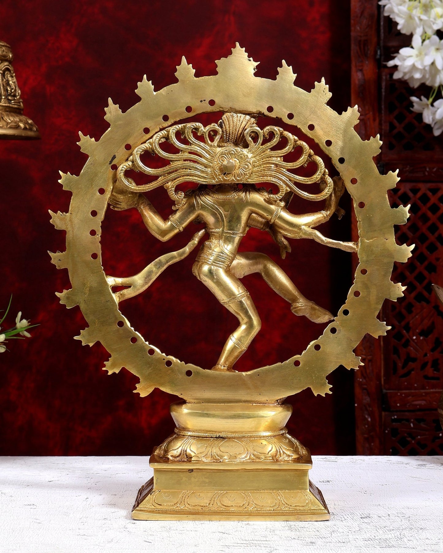 Brass Nataraja Statue netted ring 13 inch - Budhshiv.com
