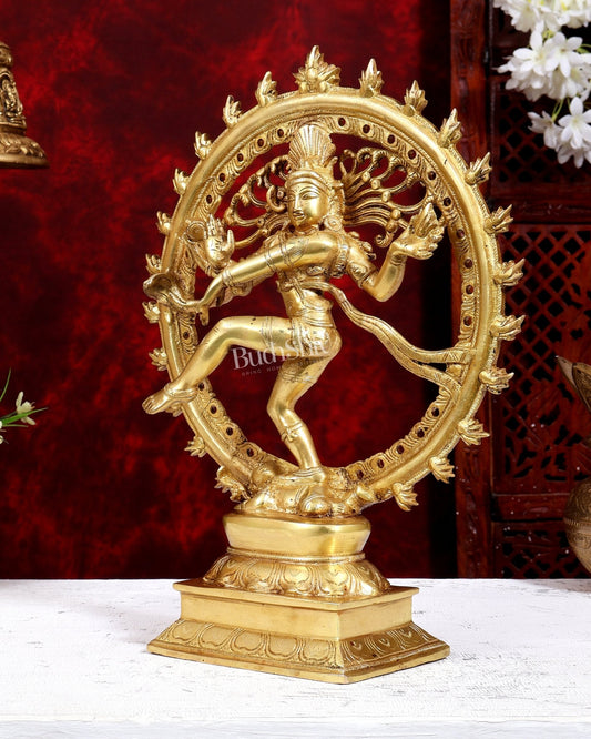 Brass Nataraja Statue netted ring 13 inch - Budhshiv.com