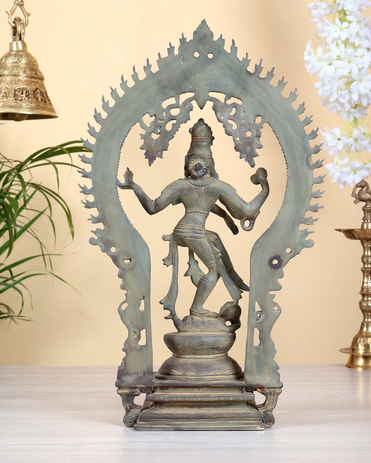 Brass Nataraja statue Patina tone 18" Height - Budhshiv.com