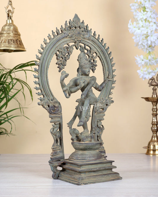 Brass Nataraja statue Patina tone 18" Height - Budhshiv.com