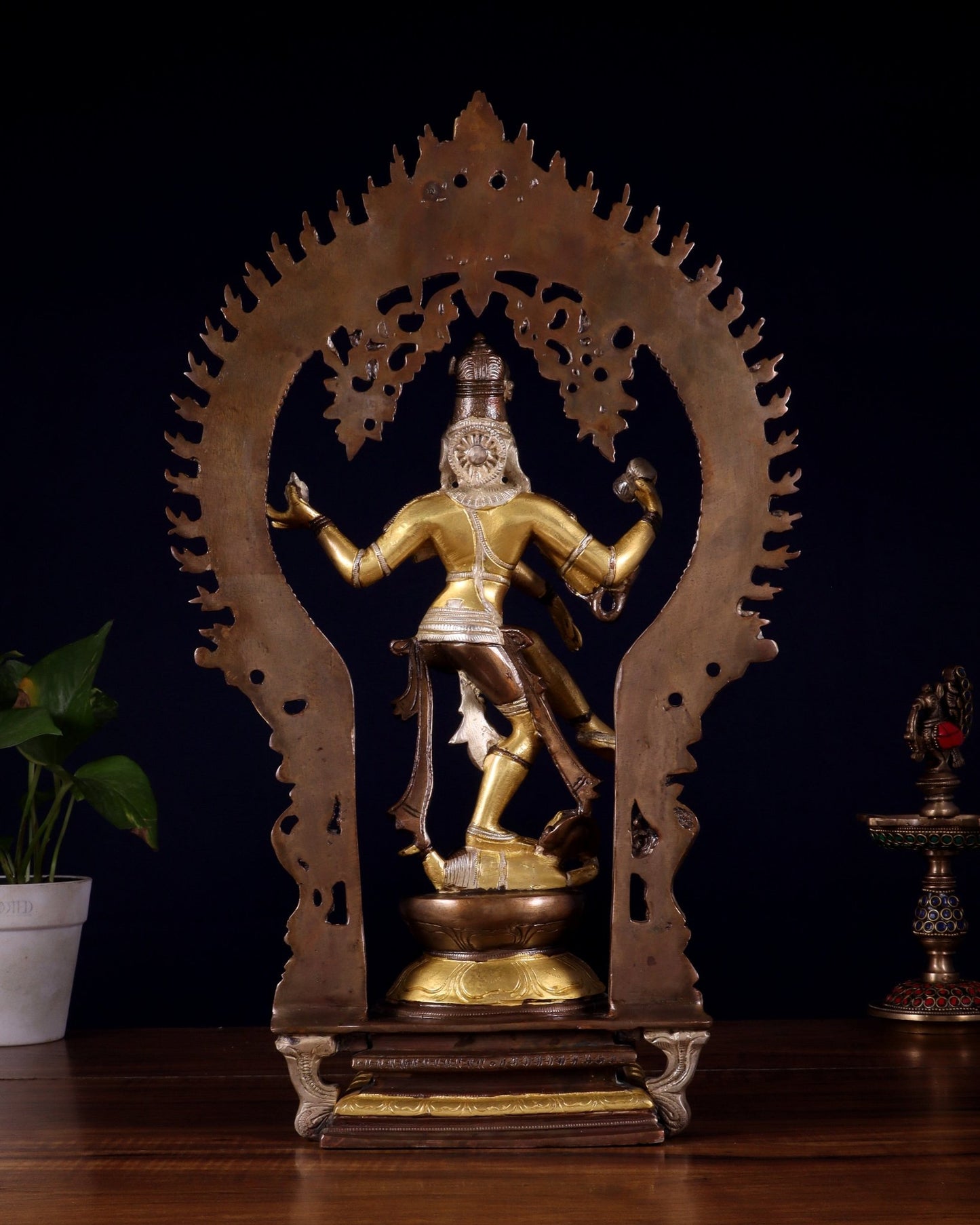 Brass Nataraja statue triple tone - 18" Height - Budhshiv.com