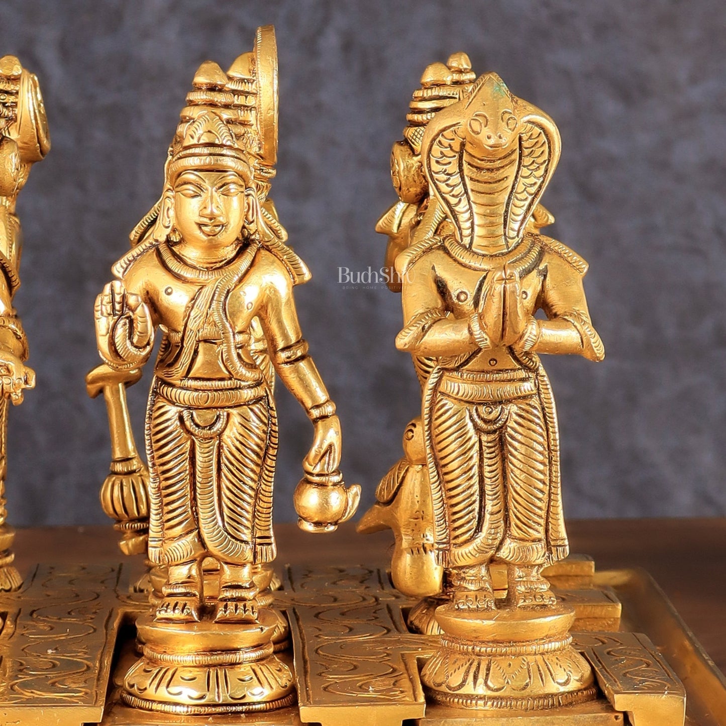 Brass Navagraha idols with abhishekam pita base 7" - Budhshiv.com