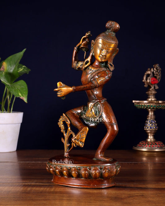 Brass Nepalese Style Dancing Shiva Statue - 9.5 Inch - Budhshiv.com