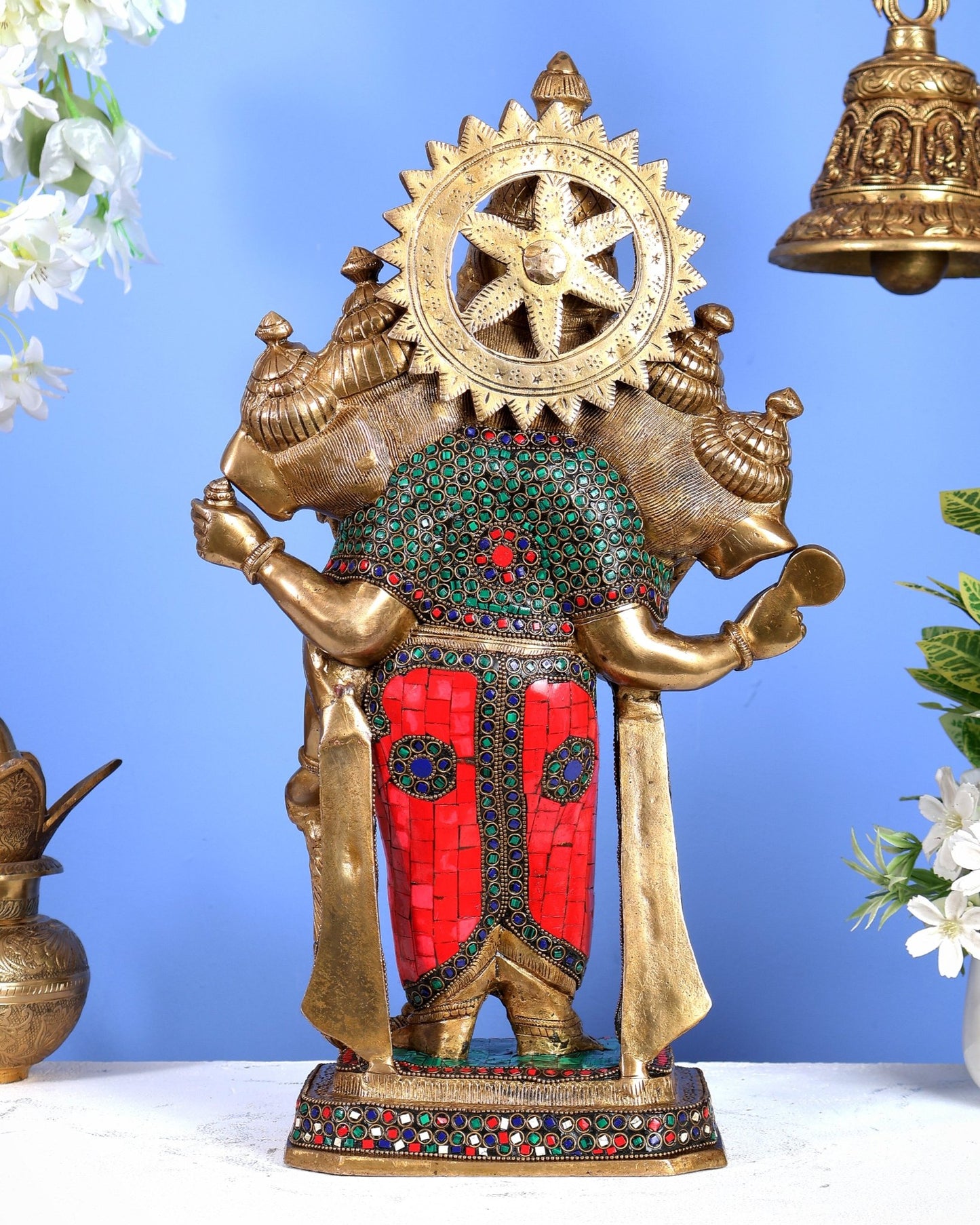 Brass Panchmukhi Ganesha Statue five faced Ganesha - 20 Inch - Budhshiv.com