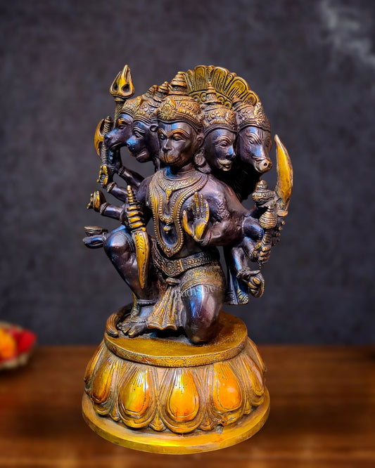 Brass Panchmukhi Hanuman 13" - Budhshiv.com
