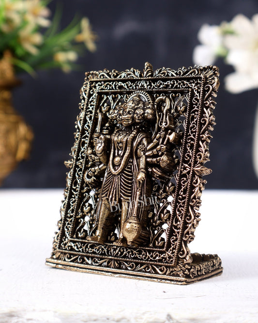 Brass Panchmukhi Hanuman Standing Idol | Five-Faced Hanuman Statue for Car, Home & Office - Budhshiv.com