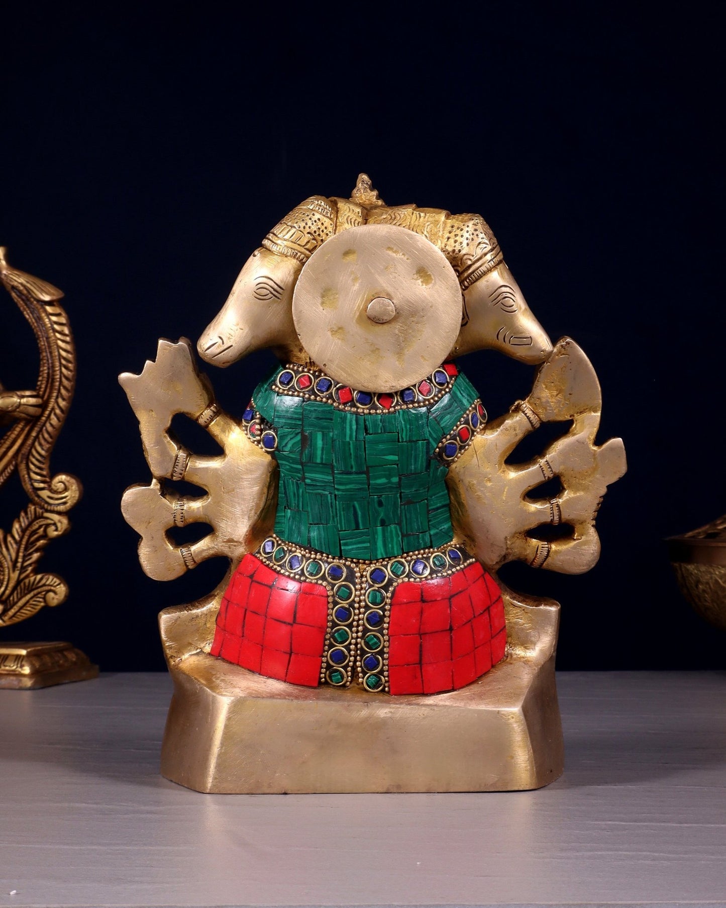 Brass Panchmukhi Hanuman Statue 8" - Budhshiv.com