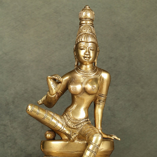 Brass Parvati Idol 9" - Budhshiv.com