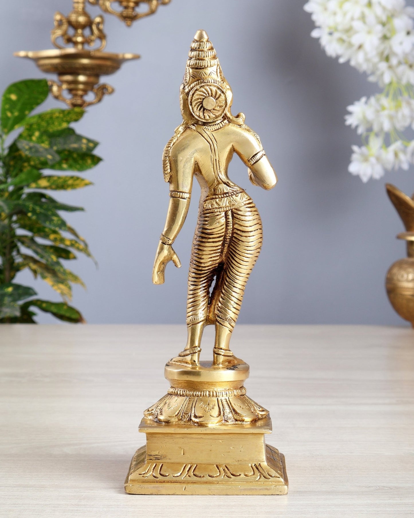 Brass Parvati Standing – Bhoga Shakti Uma Devi Superfine Idol 9 inch - Budhshiv.com