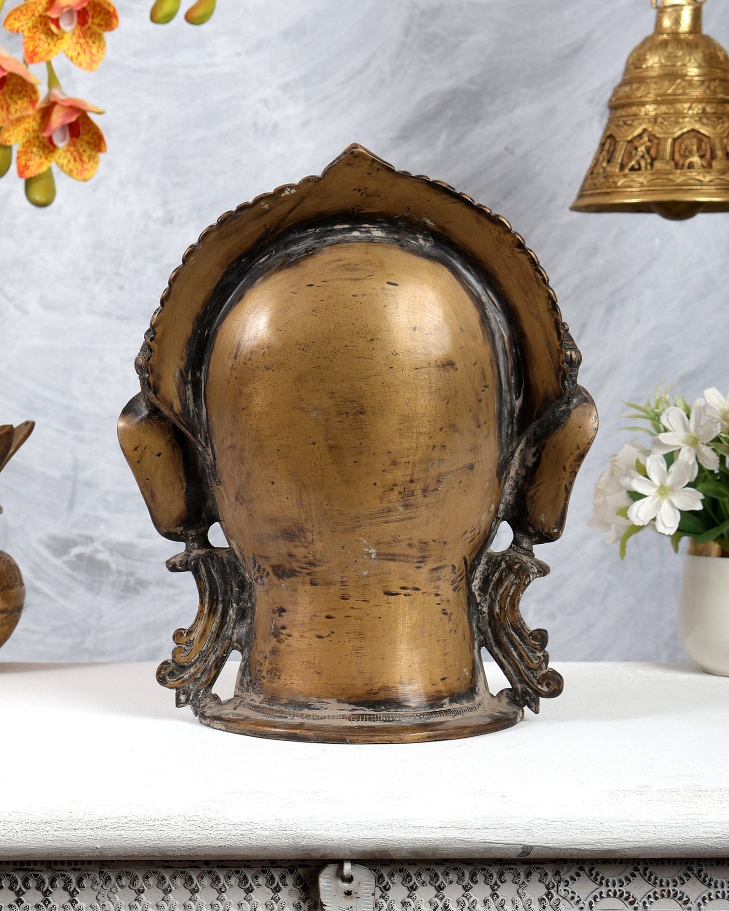 Brass Parvati/Gauri Mata face Statue - 12 inches - Budhshiv.com