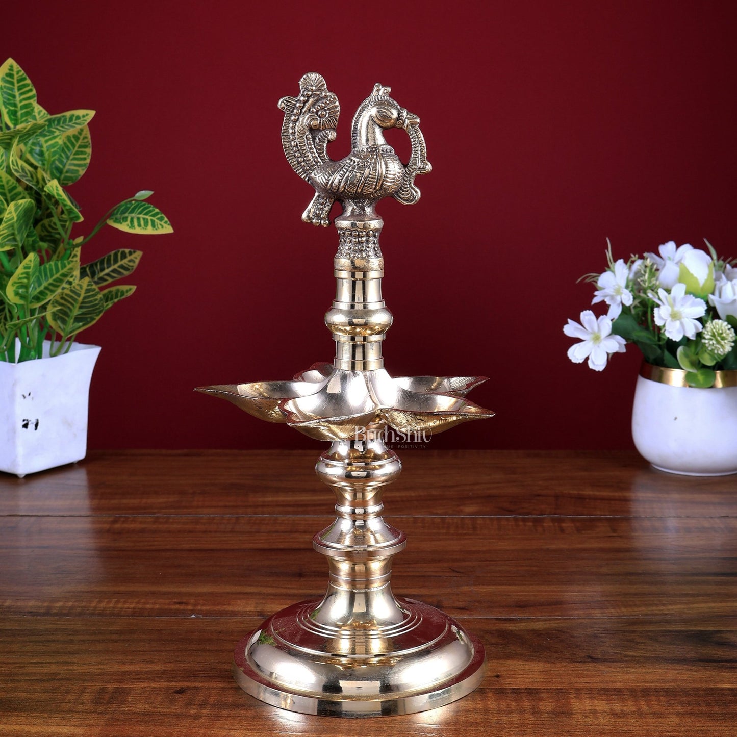 Brass Peacock Lamp (Annam Pakshi Design) – Panchdeep Traditional Oil Lamp - Budhshiv.com
