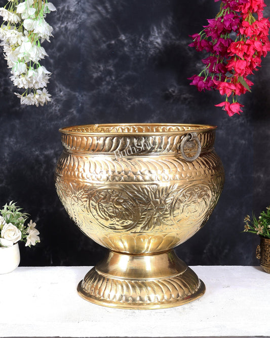 Brass Planter with Handles 15 inch - Budhshiv.com