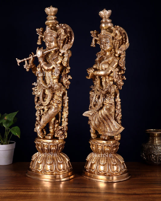 Brass Radha Krishna Idol 25 inch - Budhshiv.com