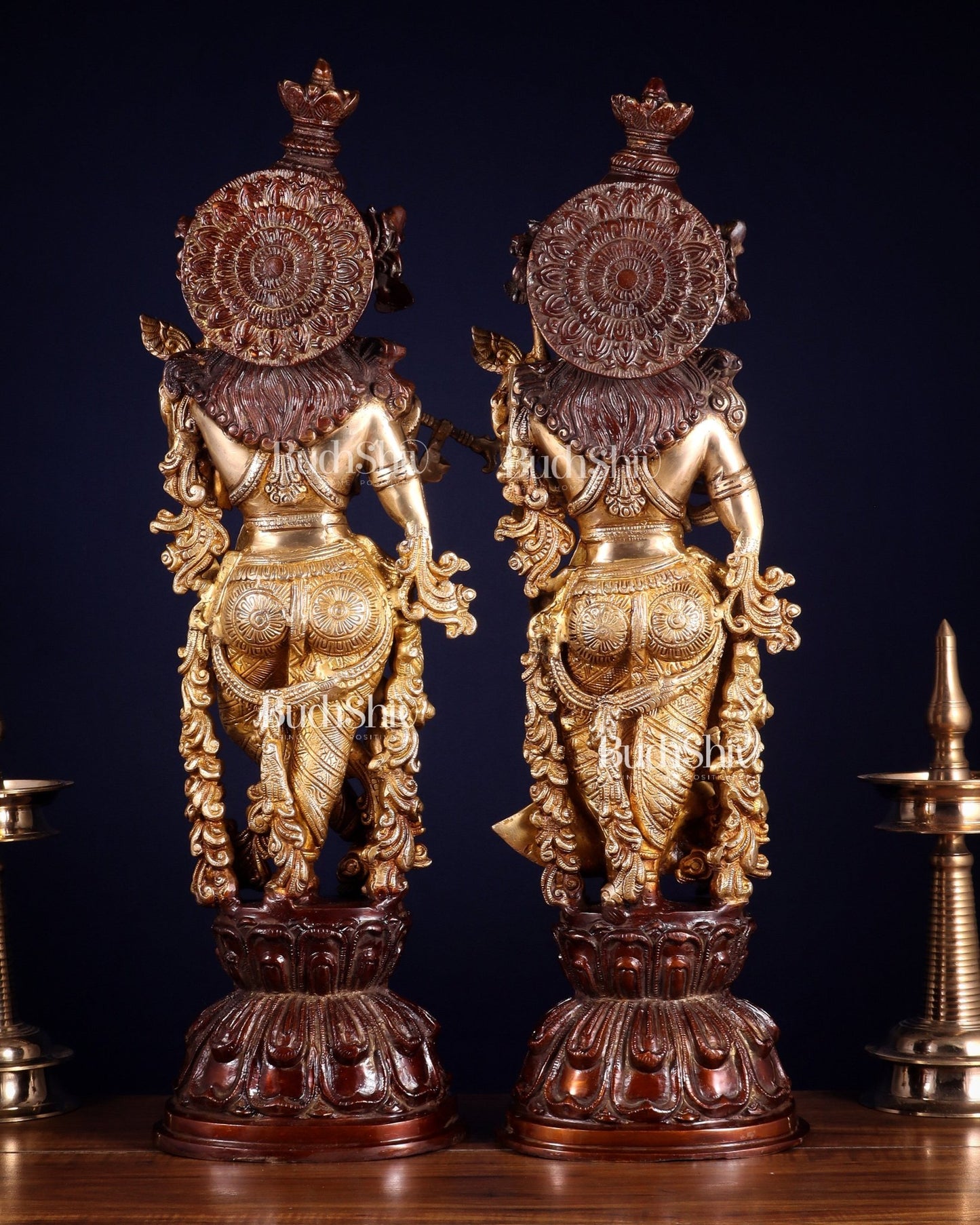 Brass Radha Krishna Idols 25 inch dual tone - Budhshiv.com