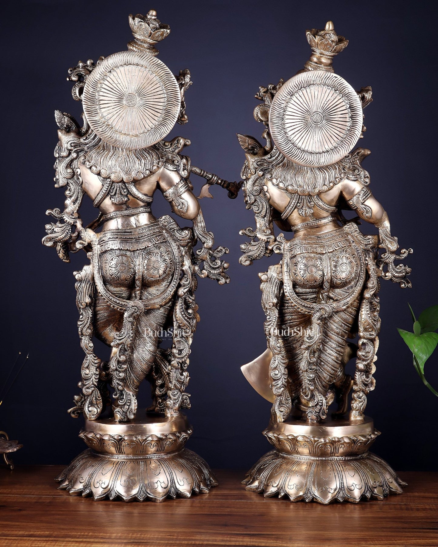 Brass Radha Krishna statue pair - 27 Inches - Budhshiv.com