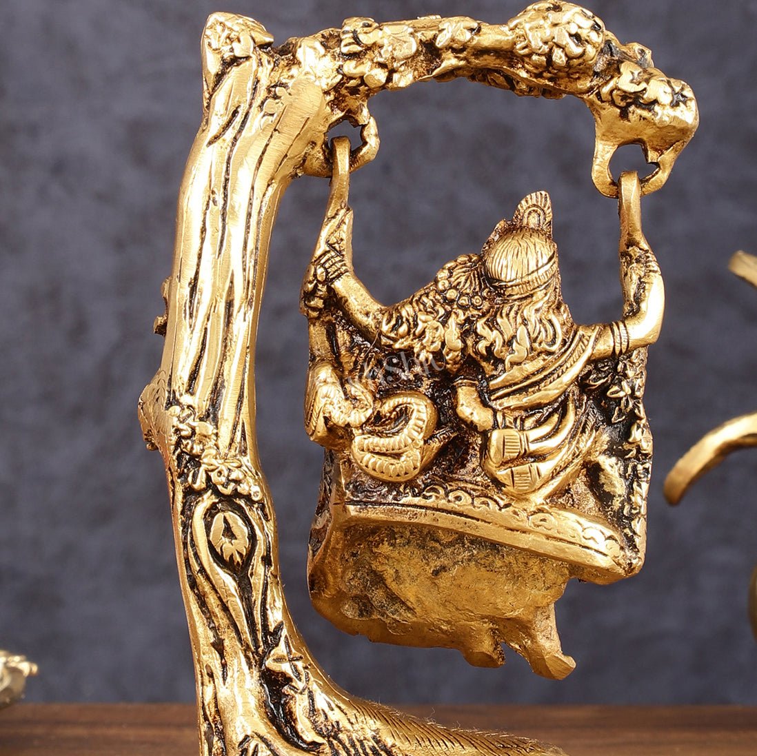 Brass Radha Krishna Swing Idol - 7" Height - Budhshiv.com