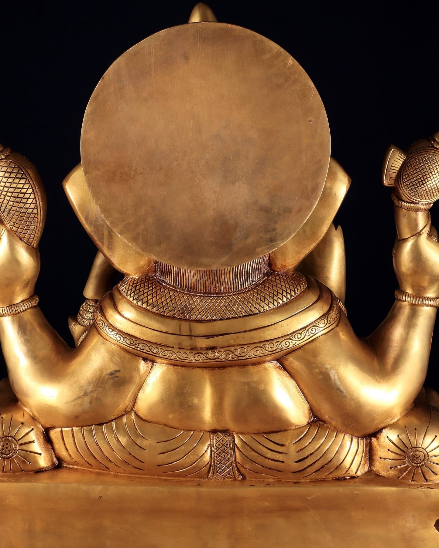 Brass Raja Ganesha Seated on a Cushioned Throne – Majestic & Grand Statue 25" - Budhshiv.com