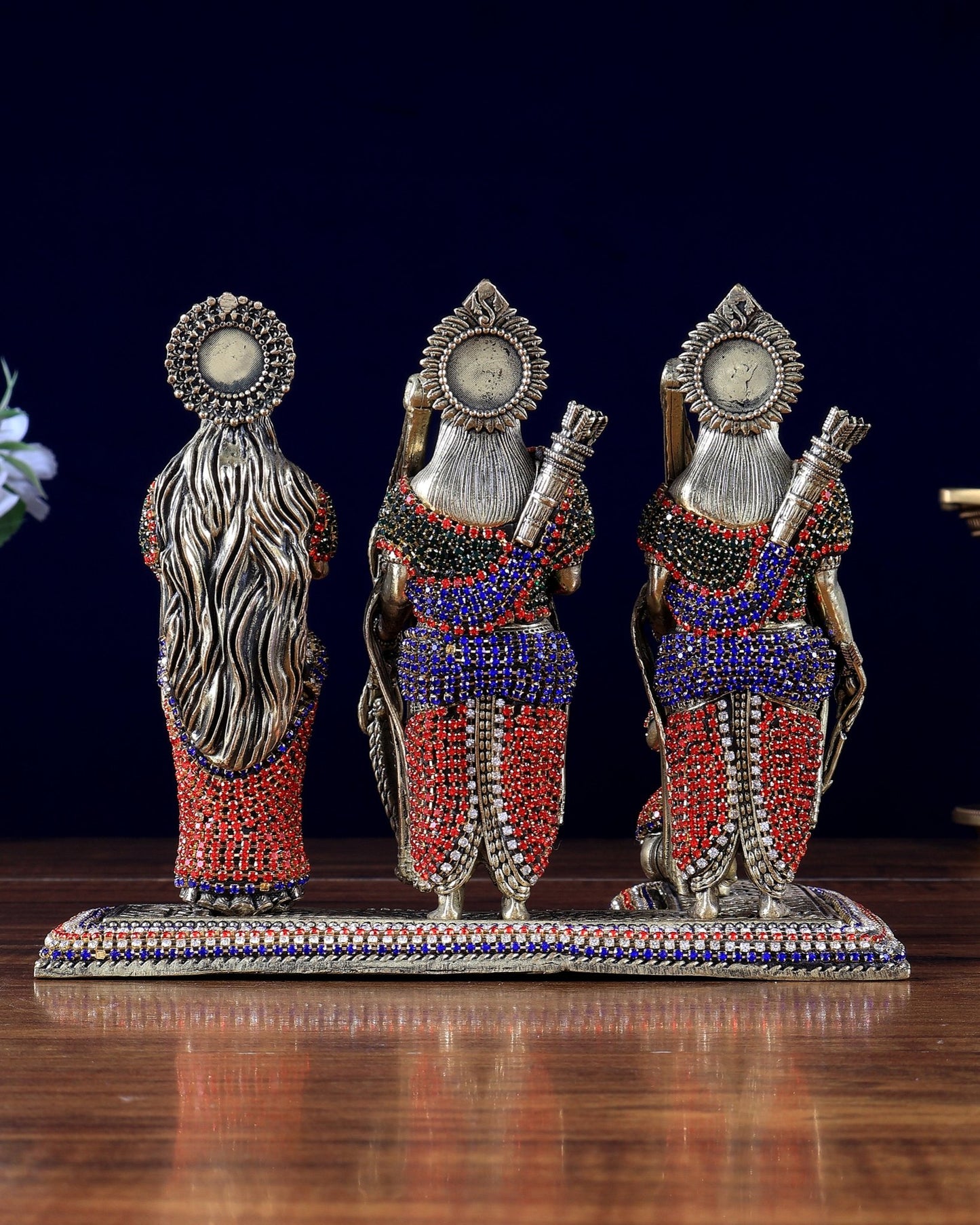 Brass Ram Darbar Idol - 6.5" Tall jewelled up - Budhshiv.com