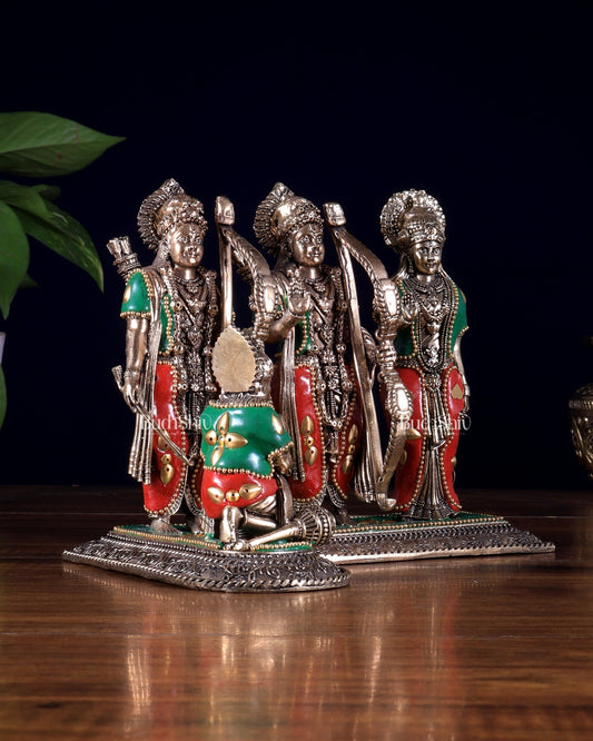 Brass Ram Darbar Idol - 6.5" Tall with meenakari - Budhshiv.com