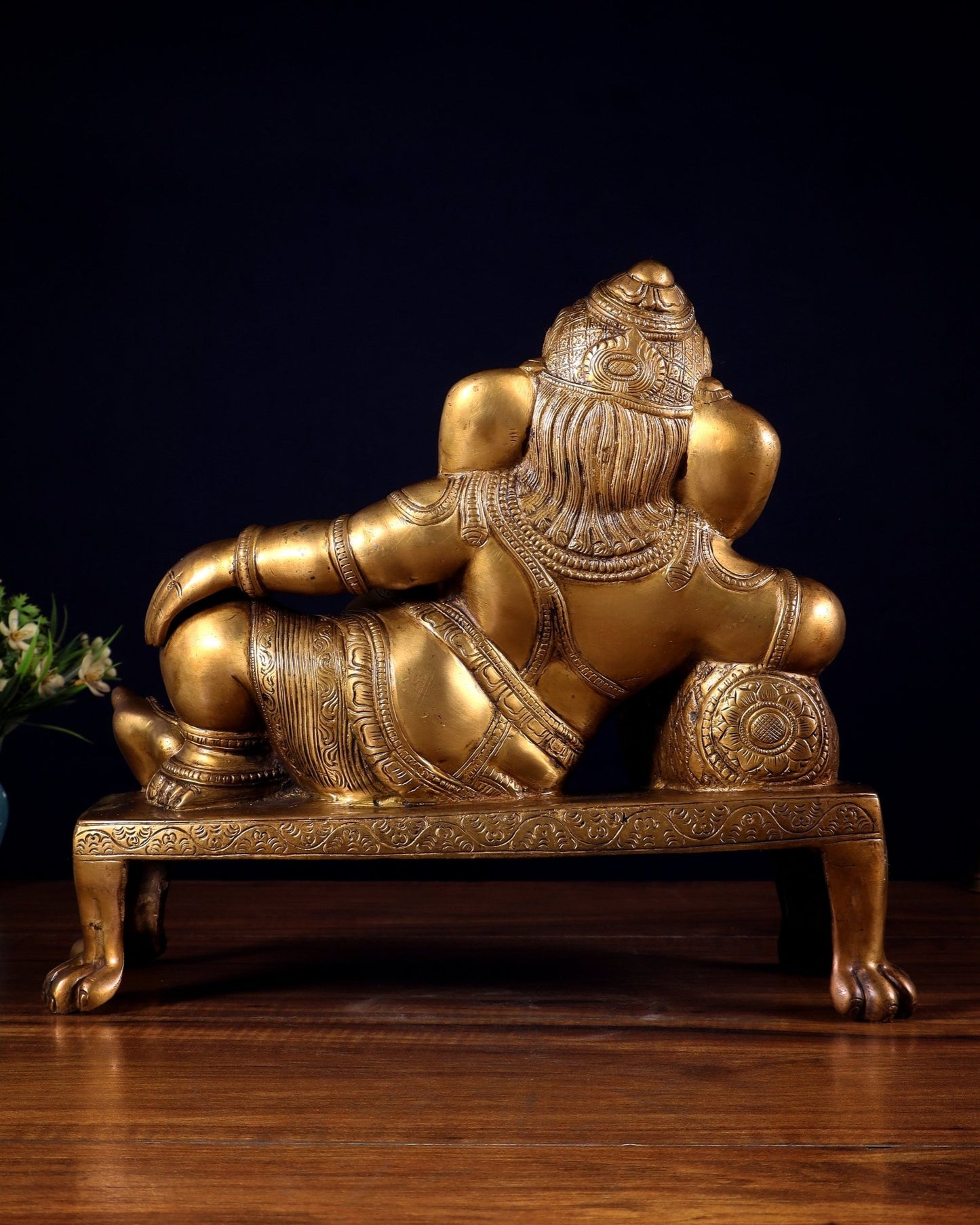 Brass Resting Ganesha Statue Idol - 12 Inch - Budhshiv.com