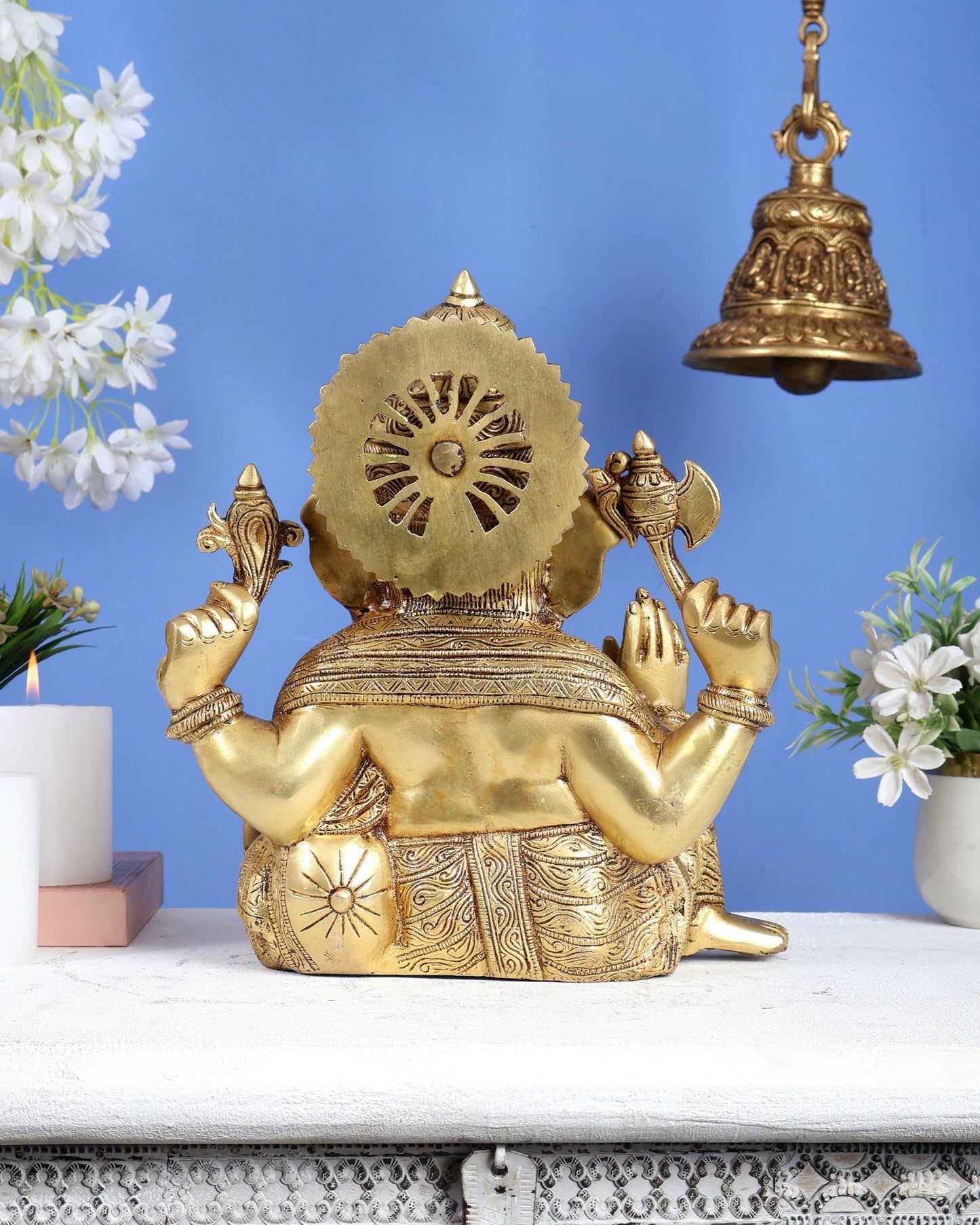 Brass Resting Ganesha Statue – Unique Relaxed Pose Divine Sculpture (11 Inches) - Budhshiv.com