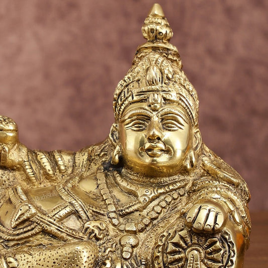 Brass Resting Kuber Idol 6 inch - Budhshiv.com