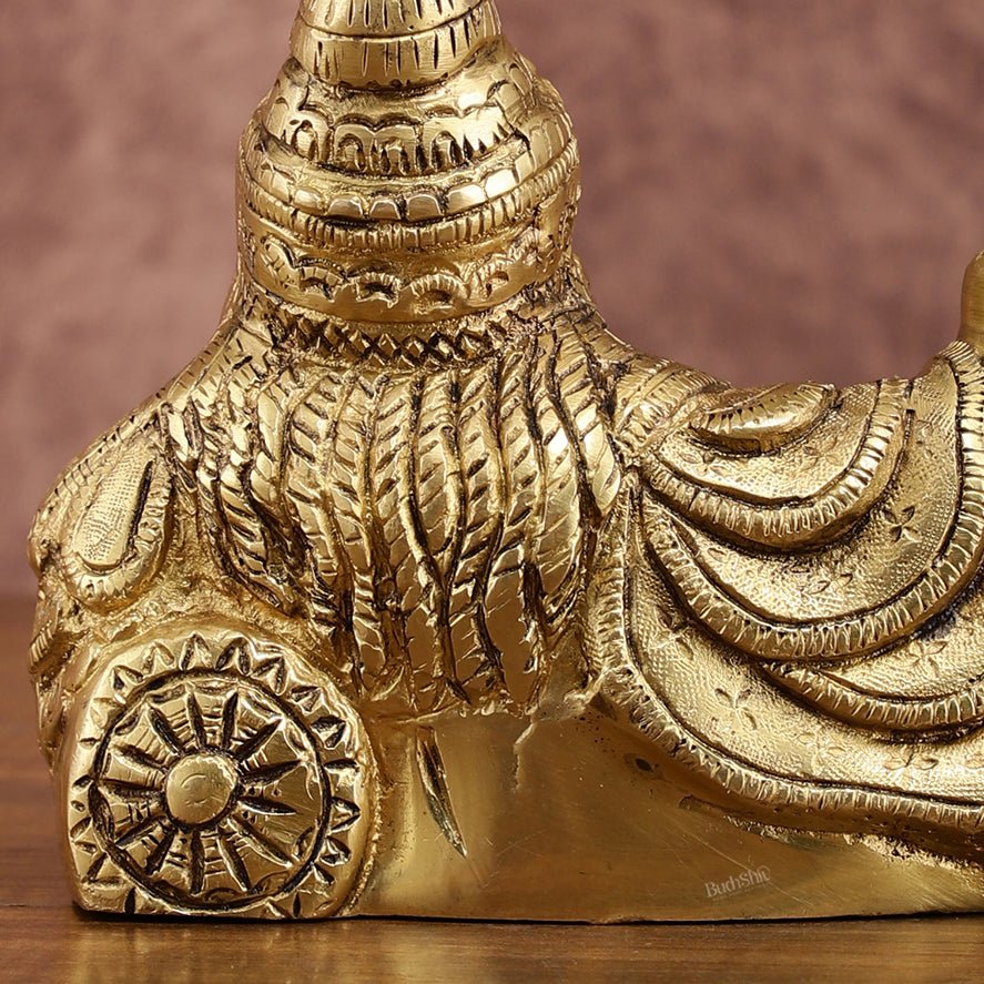 Brass Resting Kuber Idol 6 inch - Budhshiv.com