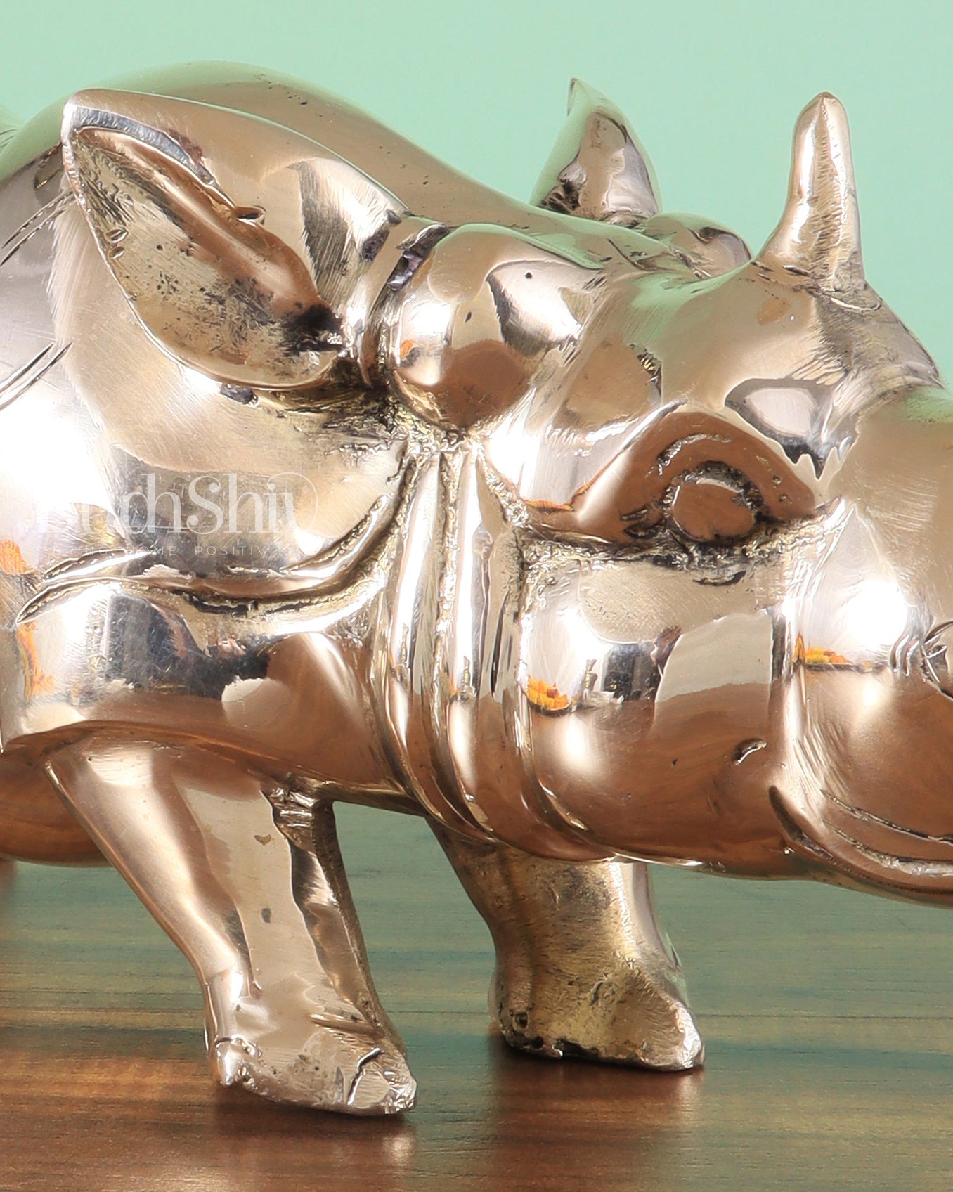 Brass Rhino Statue – Vastu & Feng Shui Recommended - Budhshiv.com