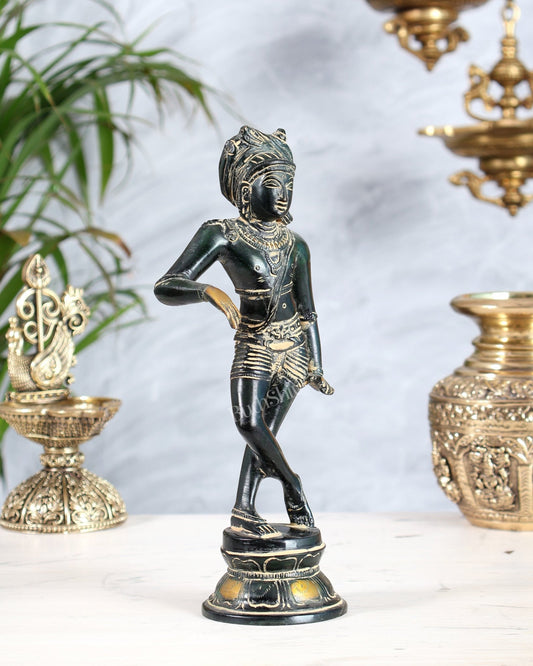 Brass Rishabhvahana Shiva Statue – Green Mud Finish 8.5" - Budhshiv.com