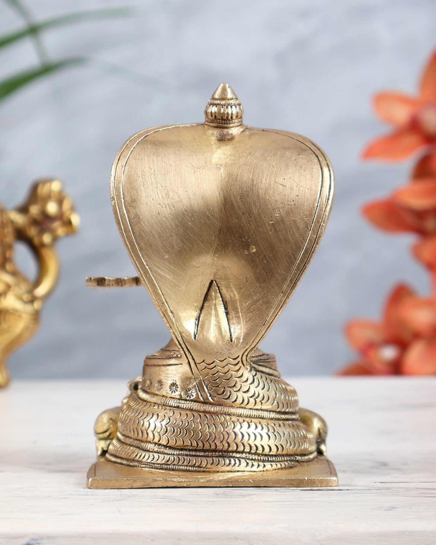 Brass Shiva Lingam with Nandi Design Adjustable Removable Idol | Small Shivling Murti - Budhshiv.com