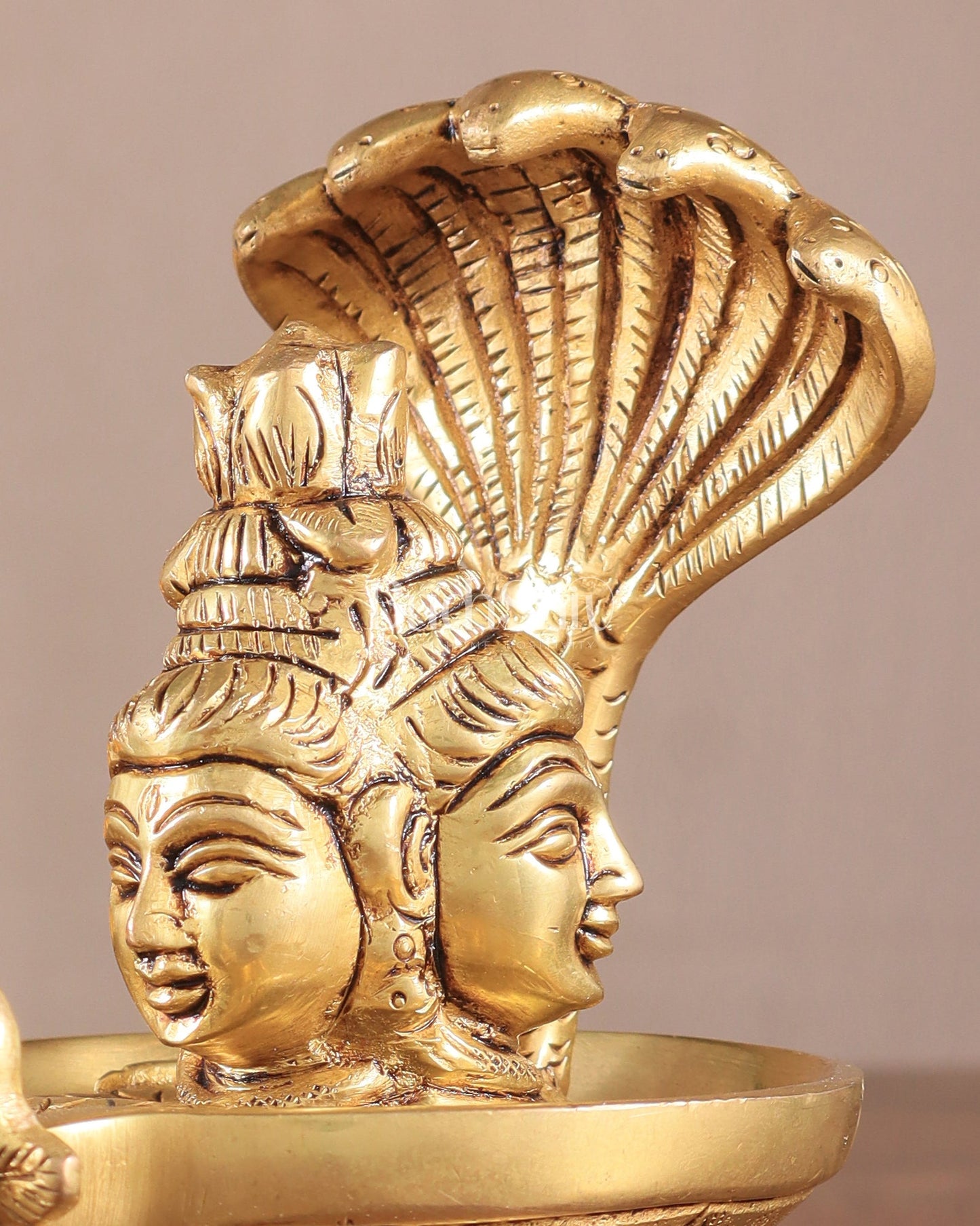 Brass Shiva Lingam with Shiva Faces | 5.5" Height | Spiritual Fusion - Budhshiv.com
