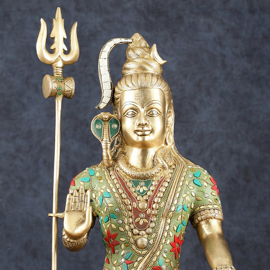 Brass Shiva Statue 20 inch Stonework - Budhshiv.com