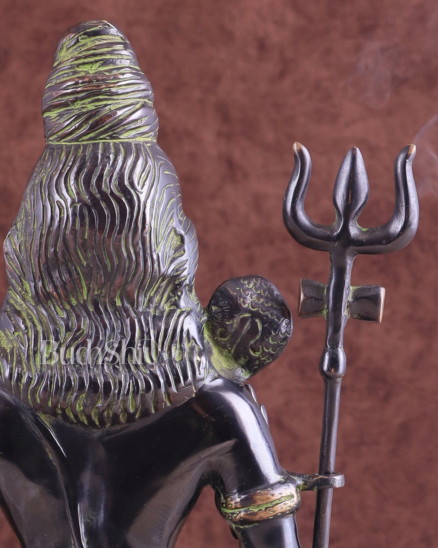 Brass Shiva Statue Duel tone black and green 13" - Budhshiv.com