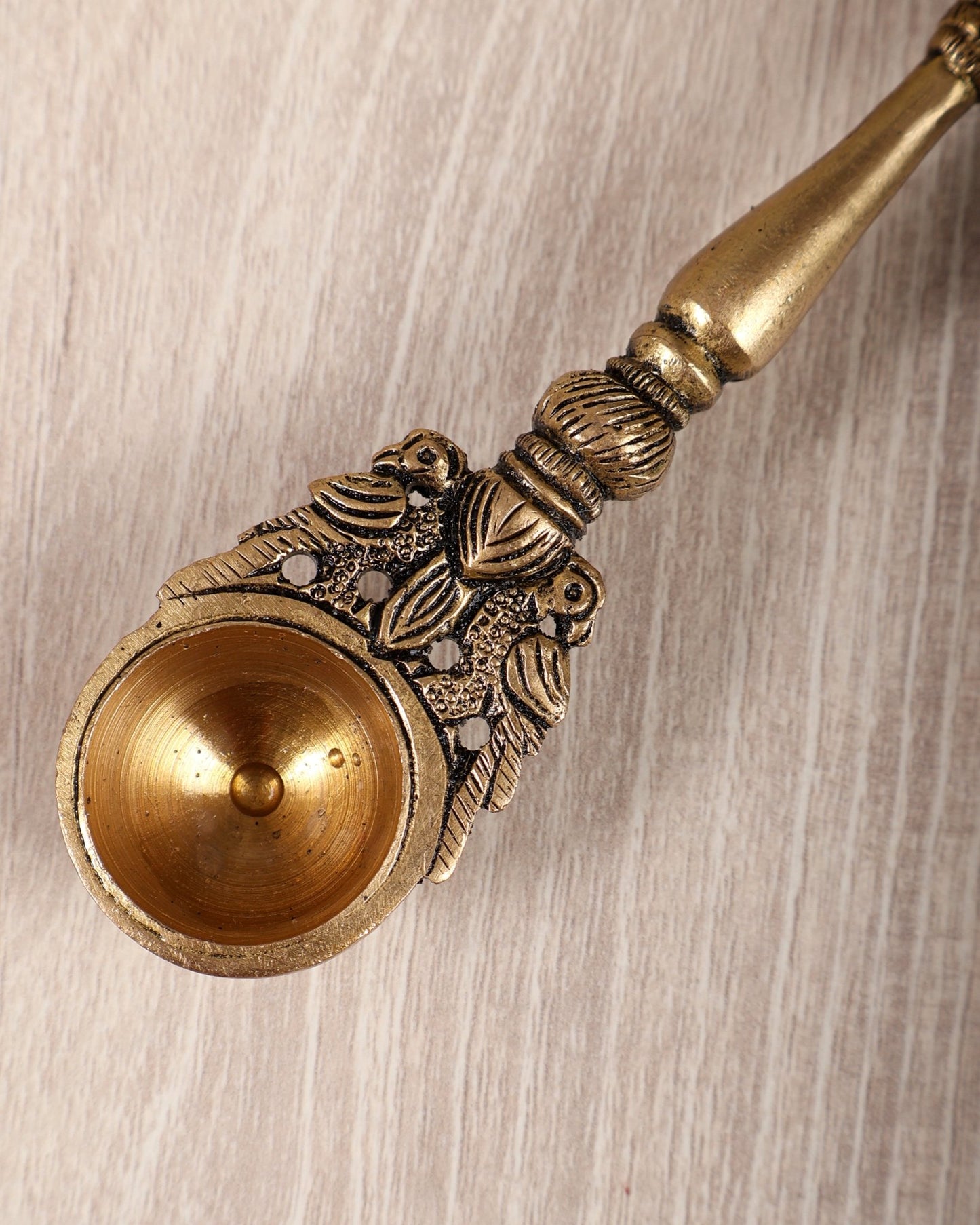 Brass Small Ganesha with Sheshanaag Design Hawan Spoon – Sruva Offering Ladle for Yagya (6 Inches) - Budhshiv.com