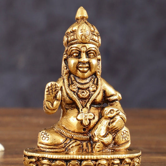 Brass Small Lord Kubera Idol - 3" Height - Budhshiv.com