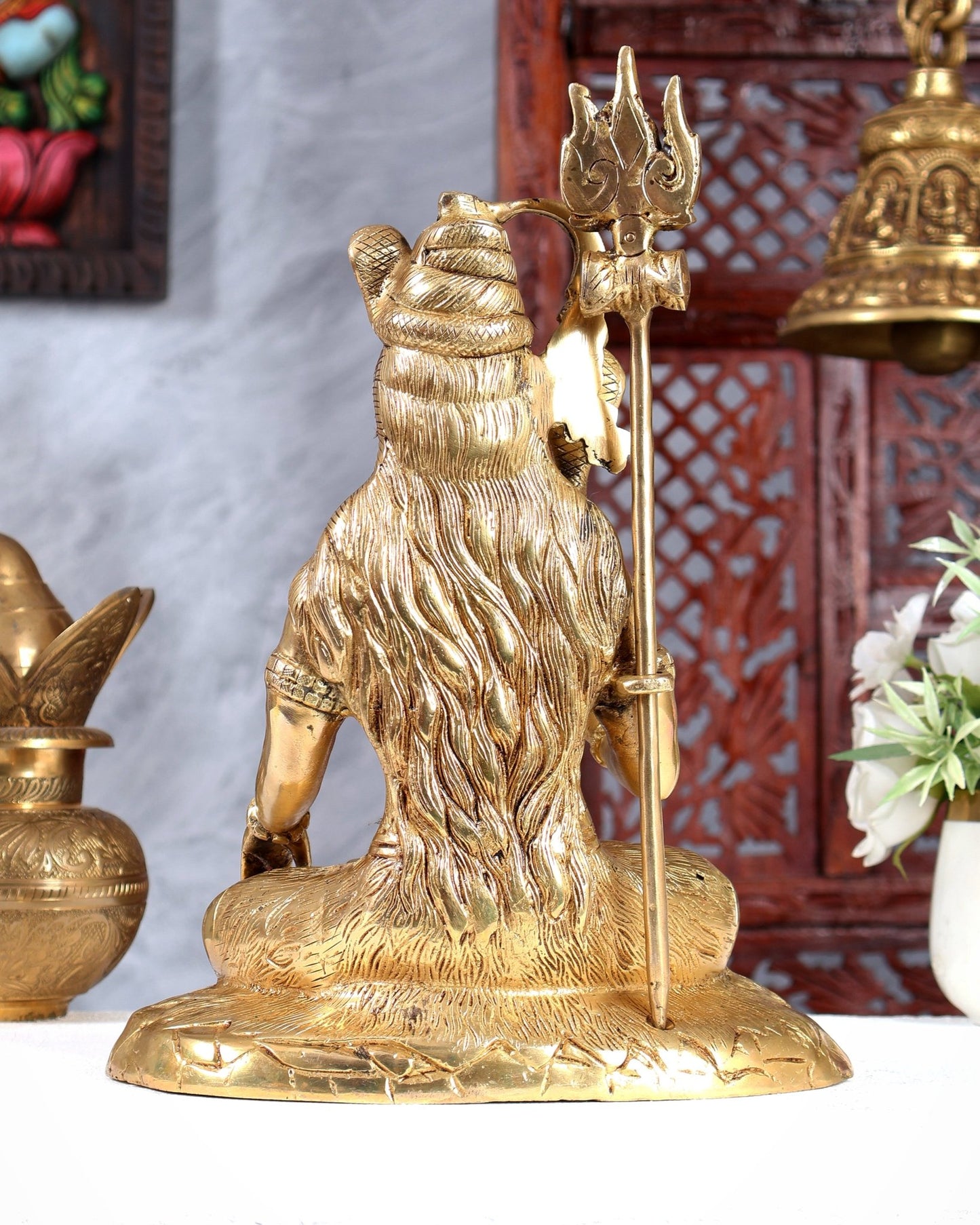 Brass Smiling Lord Shiva Blessing Statue – Premium Handcrafted Divine Sculpture 10.5 inch - Budhshiv.com