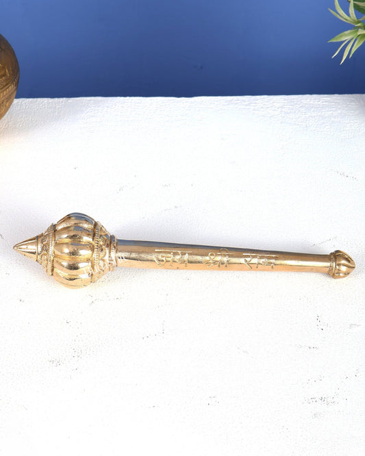Brass Solid Hanuman Gada – Sacred Mace of Strength & Protection (8 Inches) - Budhshiv.com