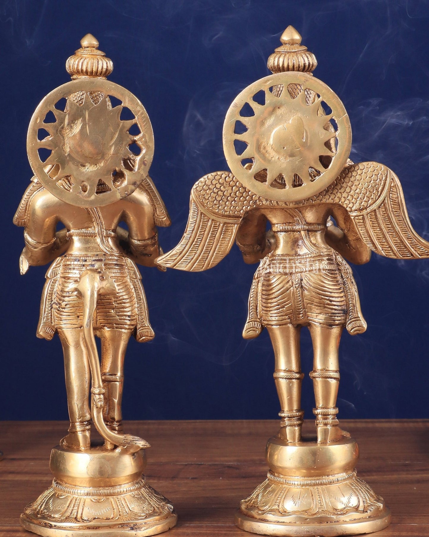 Brass Standing Hanuman and Garuda Idol Pair 12" - Budhshiv.com