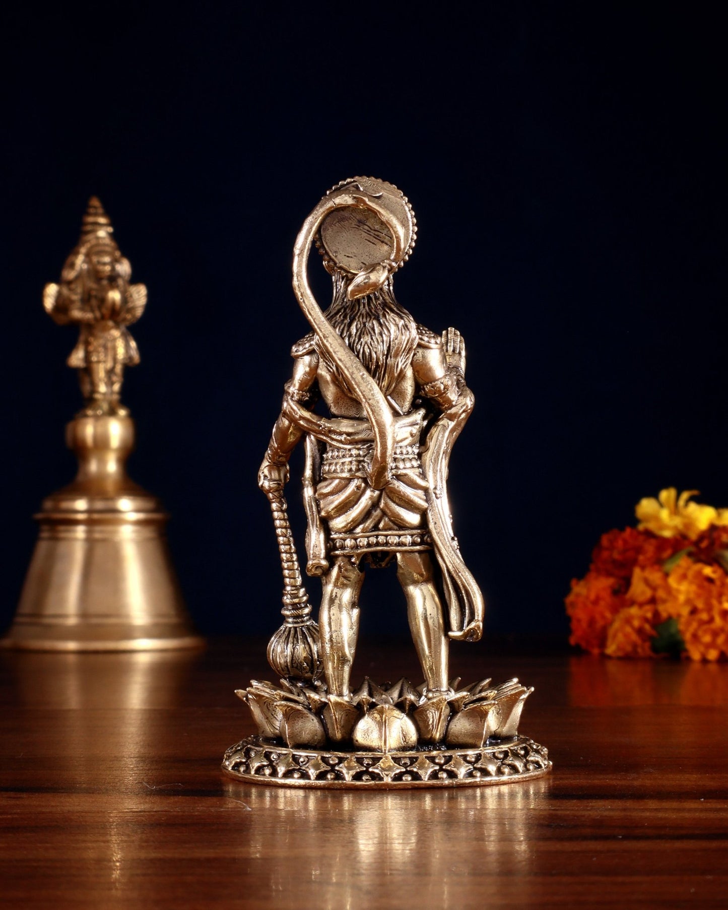 Brass Standing Hanuman Idol – Superfine Carvings, 4 Inch - Budhshiv.com