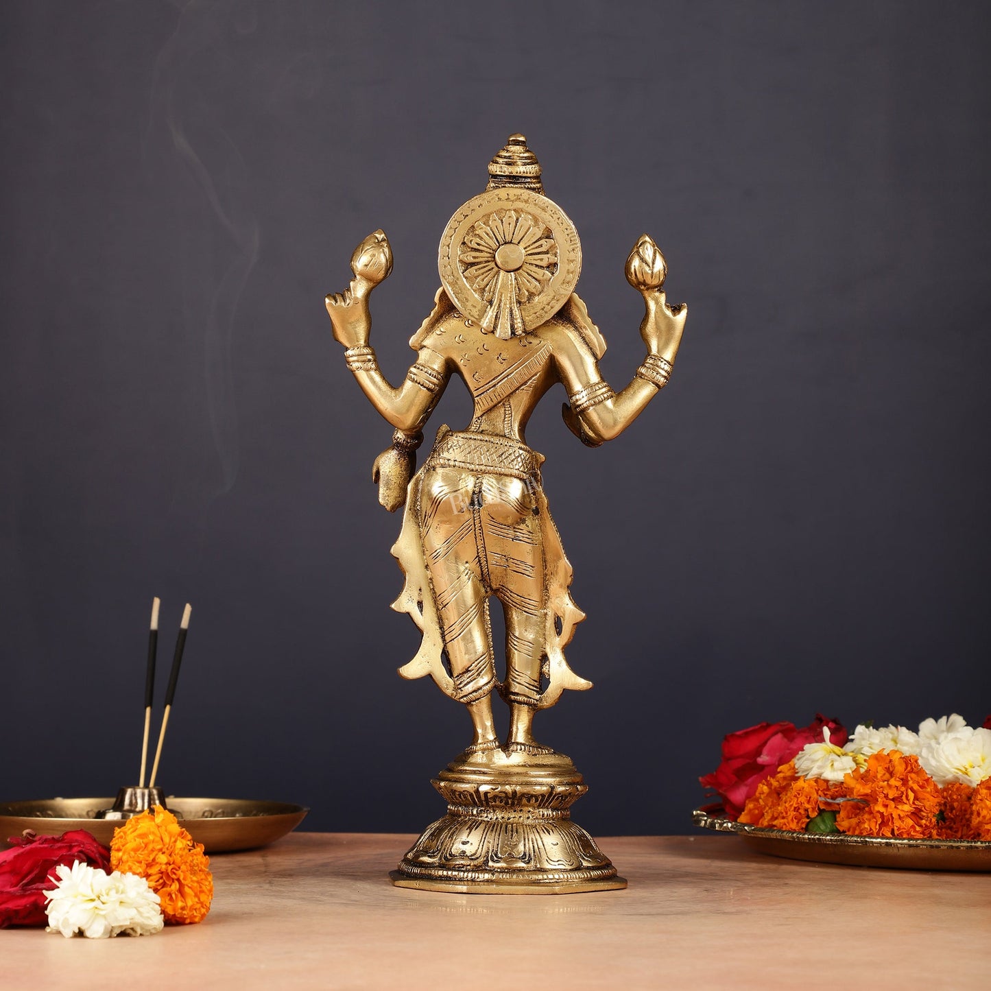 Brass Standing Lakshmi Idol 10" - Budhshiv.com