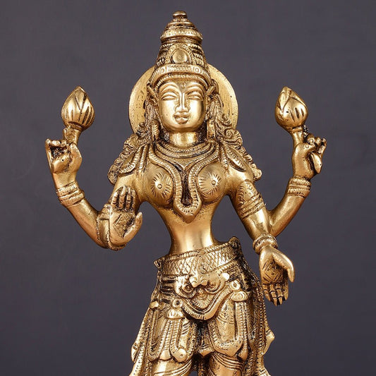Brass Standing Lakshmi Idol 10" - Budhshiv.com