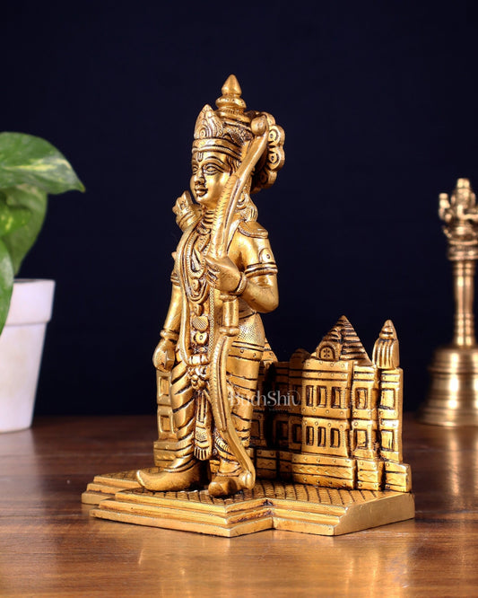 Brass standing Lord Ram idol 8" - Budhshiv.com