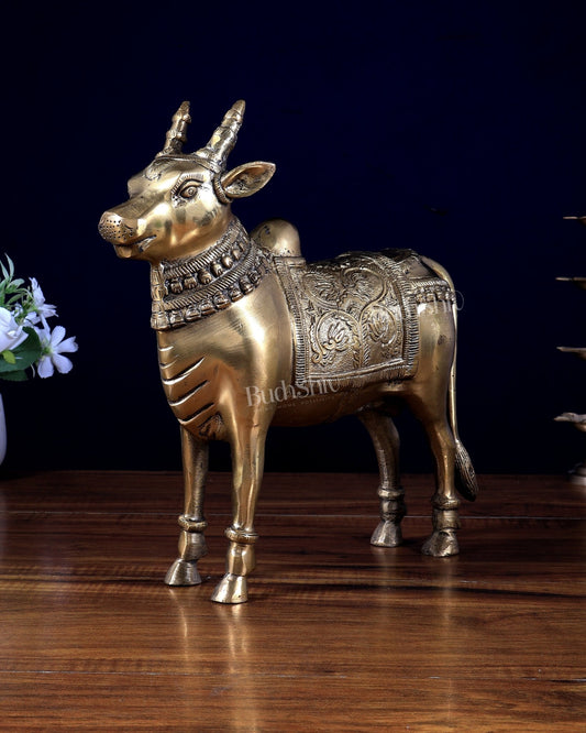 Brass Standing Nandi Statue 16 inch - Budhshiv.com