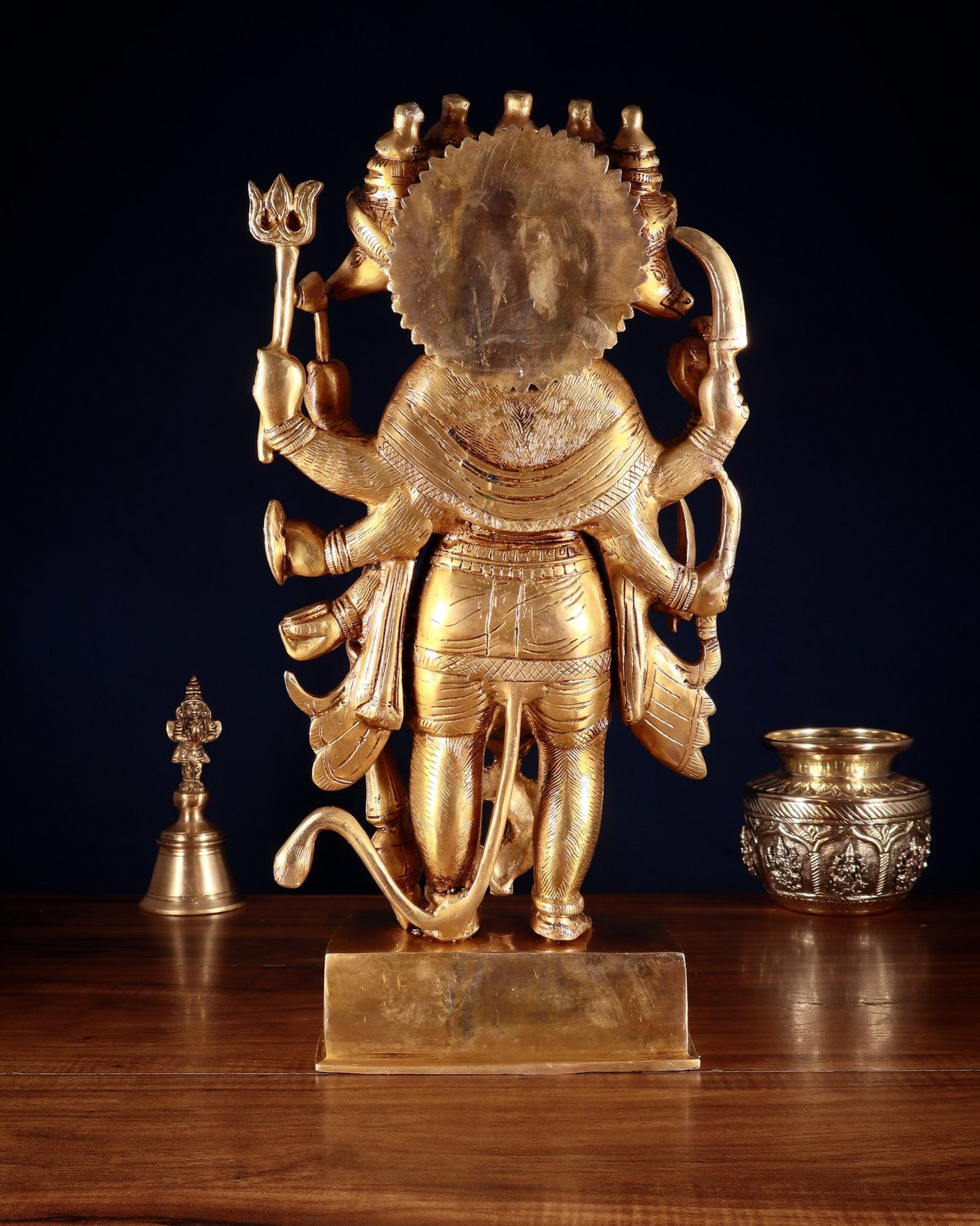 Brass standing Panchmukhi Hanuman Statue - 17.5 Inches - Budhshiv.com