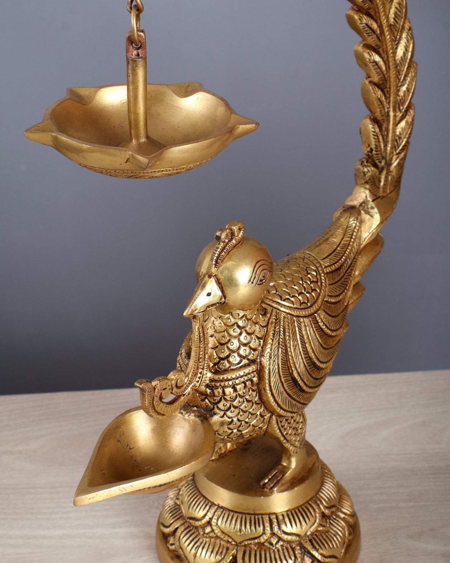 Brass Superfine Annam Pakshi Unique Oil Lamp Diya – 16 Inch Traditional Deepam - Budhshiv.com