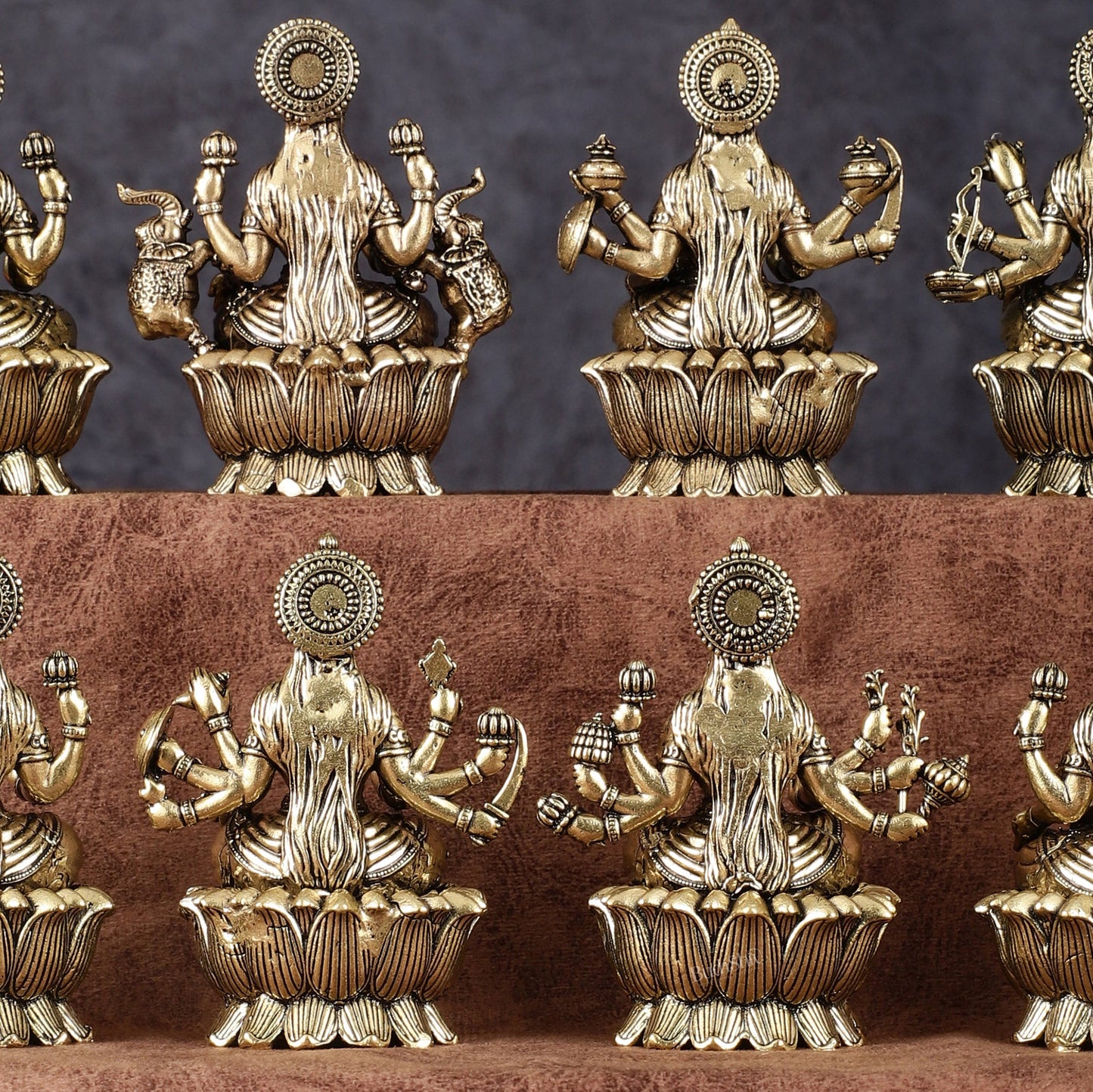 Brass Superfine Ashtalakshmi Idols - 3 Inch, Eight Forms of Goddess Lakshmi - Budhshiv.com